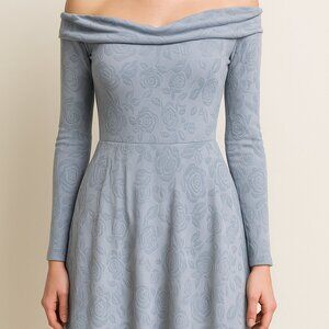 Wild Fable Fit & Flare Off Shoulder Long Sleeve Dress Size Medium Blue NWT